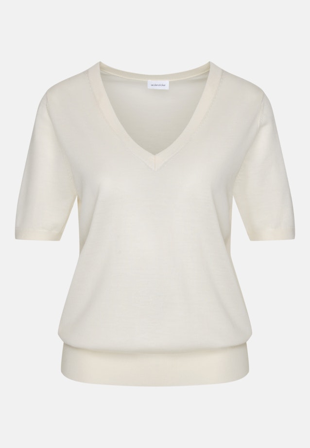 V- Neck Feinstrickpullover aus Wolle und Seide in Ecru |  Seidensticker Onlineshop