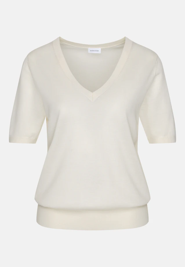 V- Neck Feinstrickpullover aus Wolle und Seide in Ecru |  Seidensticker Onlineshop