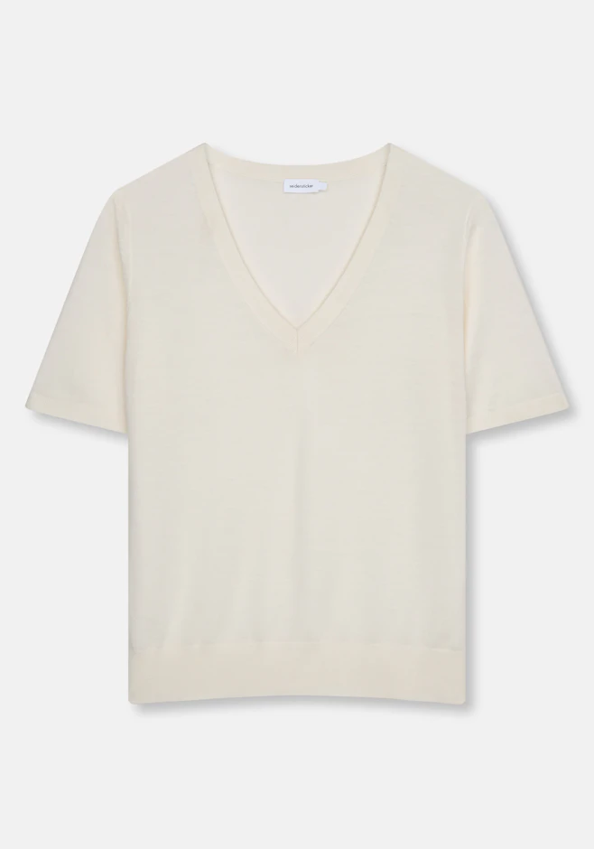 V- Neck Feinstrickpullover aus Wolle und Seide in Weiß | Seidensticker Onlineshop