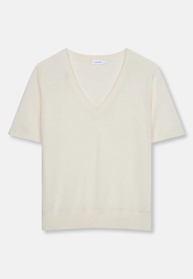 V-neck fine knit sweater made of wool and silk in Weiß |  Seidensticker Onlineshop