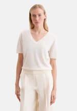 V-neck fine knit sweater made of wool and silk in Weiß |  Seidensticker Onlineshop