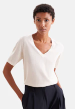 Pull fin en tricot à col en V en laine et soie in Blanc |  Seidensticker Onlineshop