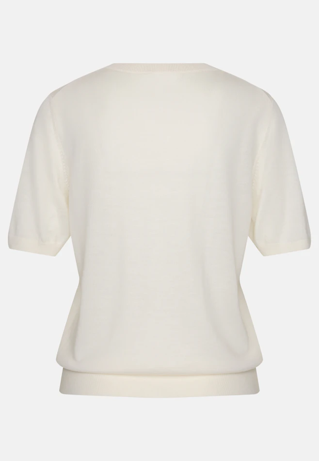 Pull fin en tricot à col en V en laine et soie dans Blanc | Boutique en ligne Seidensticker