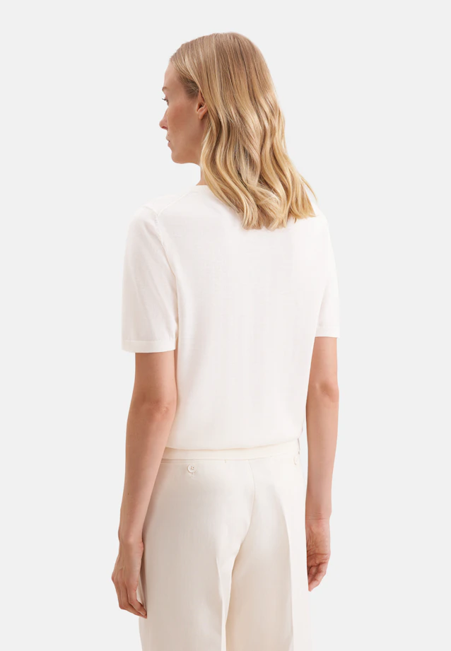 V-neck fine knit sweater made of wool and silk in Weiß |  Seidensticker Onlineshop