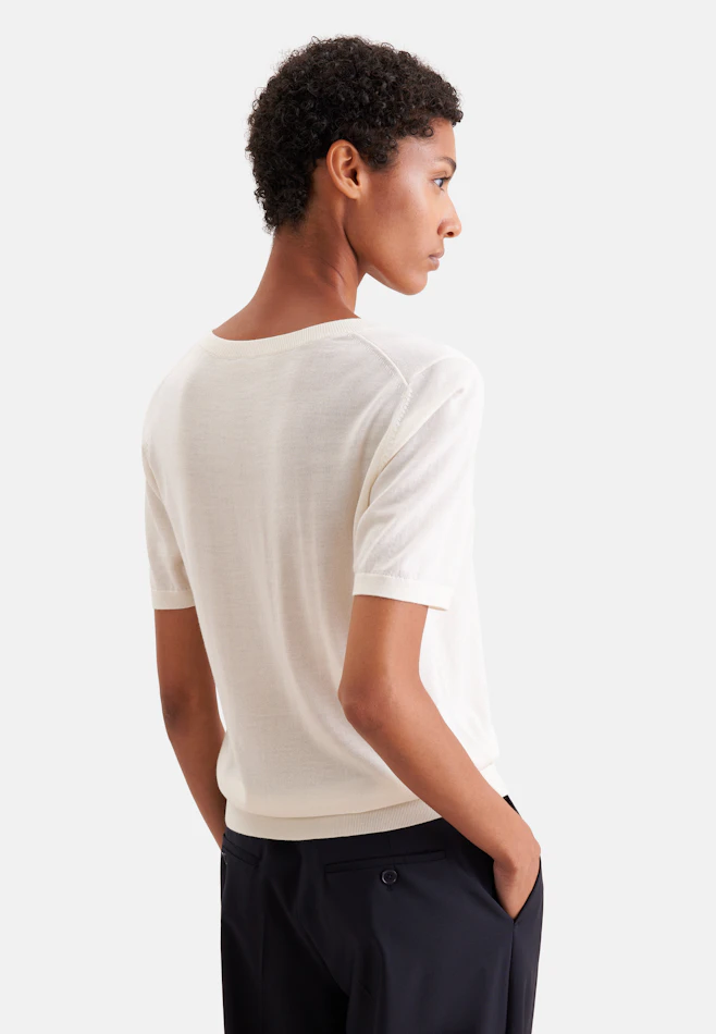 V- Neck Feinstrickpullover aus Wolle und Seide in Weiß | Seidensticker Onlineshop