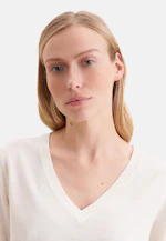 V-neck fine knit sweater made of wool and silk in Weiß |  Seidensticker Onlineshop