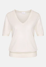 V-neck fine knit sweater made of wool and silk in Weiß |  Seidensticker Onlineshop