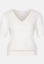 Pull fin en tricot à col en V en laine et soie in Blanc |  Seidensticker Onlineshop
