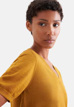 Pull fin en tricot à col en V en laine et soie in Jaune |  Seidensticker Onlineshop