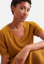 Pull fin en tricot à col en V en laine et soie in Jaune |  Seidensticker Onlineshop