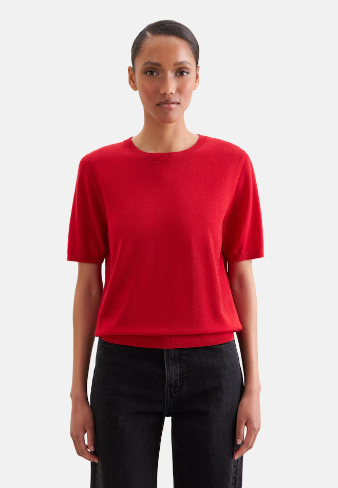 Chemise tricotée légère en laine et soie dans Rouge | Boutique en ligne Seidensticker
