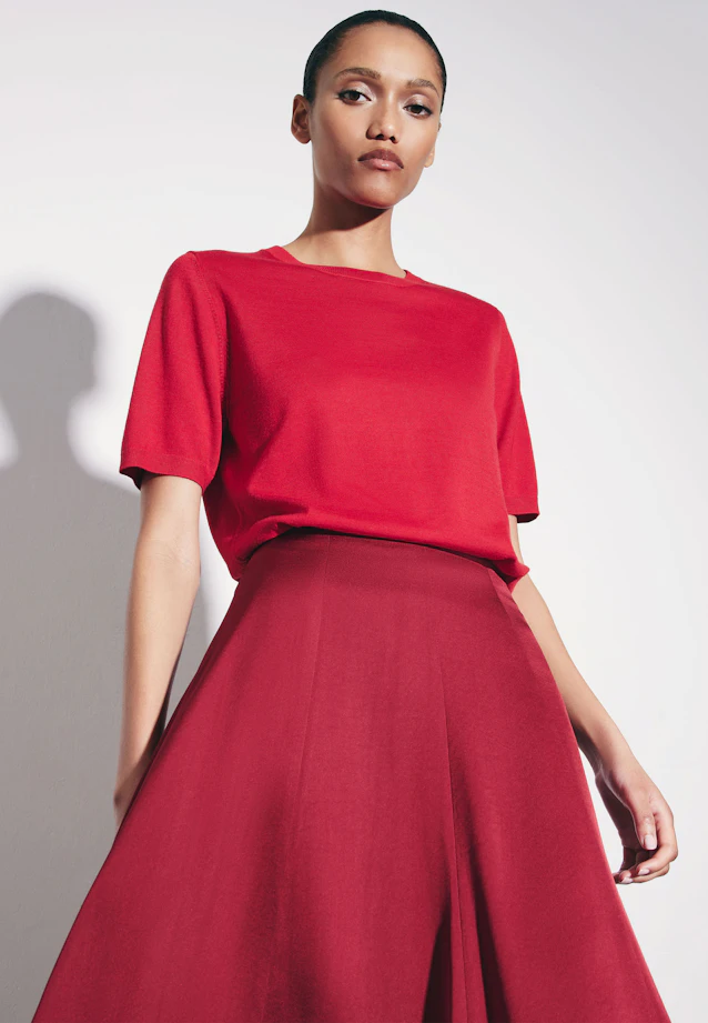 Chemise tricotée légère en laine et soie in Rouge |  Seidensticker Onlineshop