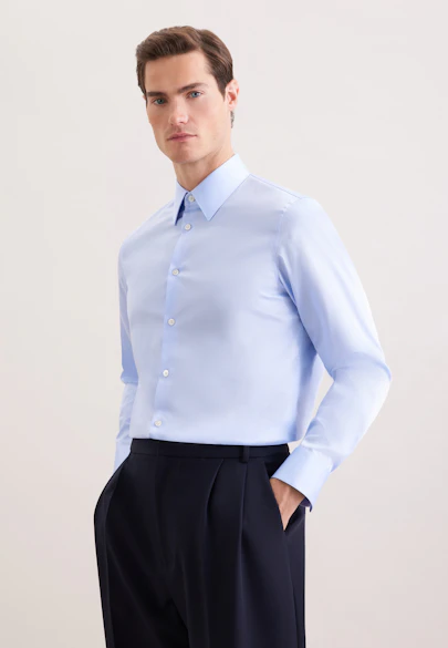 Straight Chemise d'affaires Uni in Bleu Clair |  Seidensticker Onlineshop