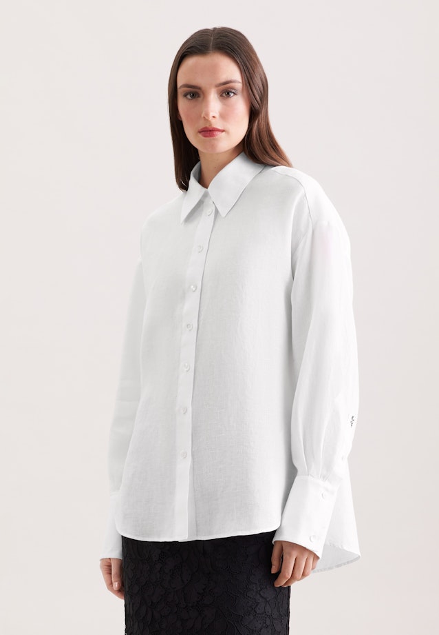 Oversized Hemdbluse aus 100% Leinen in Weiß |  Seidensticker Onlineshop