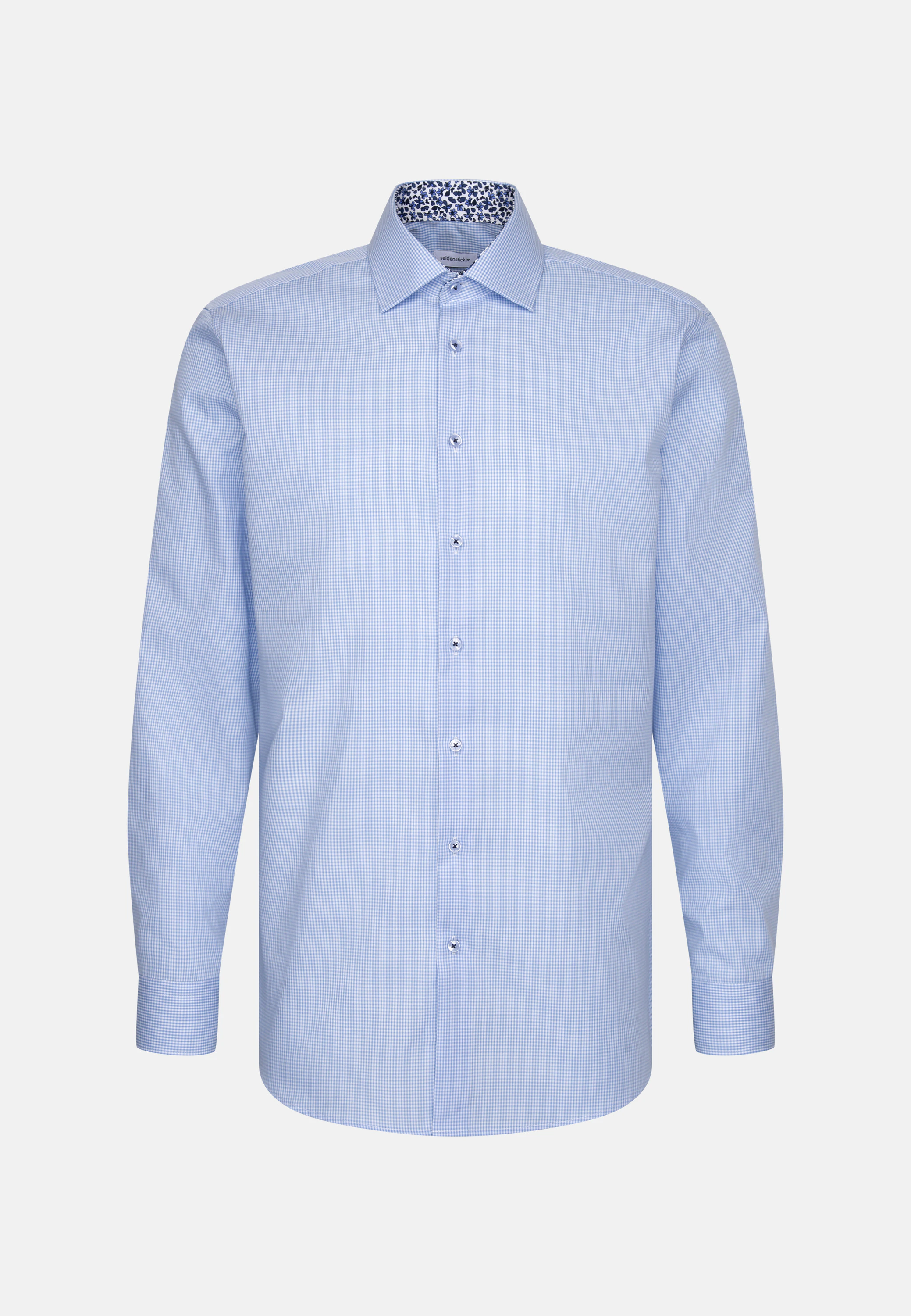 Regular Business Hemd Karo Blau 38