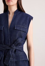 Weste aus Baumwolltwill mit Bindegürtel in Dunkelblau |  Seidensticker Onlineshop