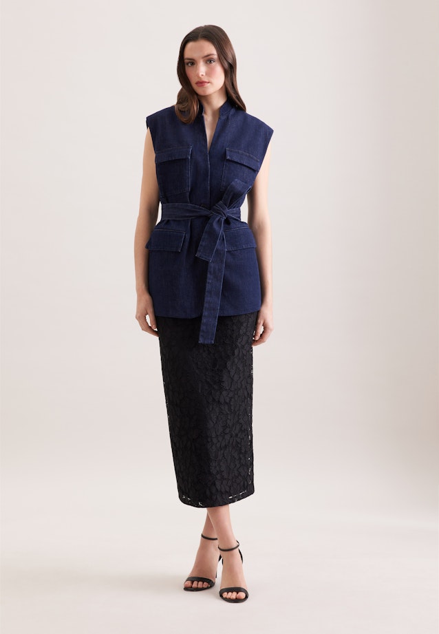 Weste aus Baumwolltwill mit Bindegürtel in Dunkelblau |  Seidensticker Onlineshop