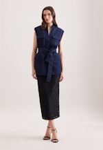 Weste aus Baumwolltwill mit Bindegürtel in Dunkelblau |  Seidensticker Onlineshop