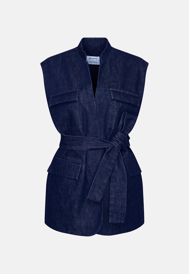 Weste aus Baumwolltwill mit Bindegürtel in Dunkelblau |  Seidensticker Onlineshop