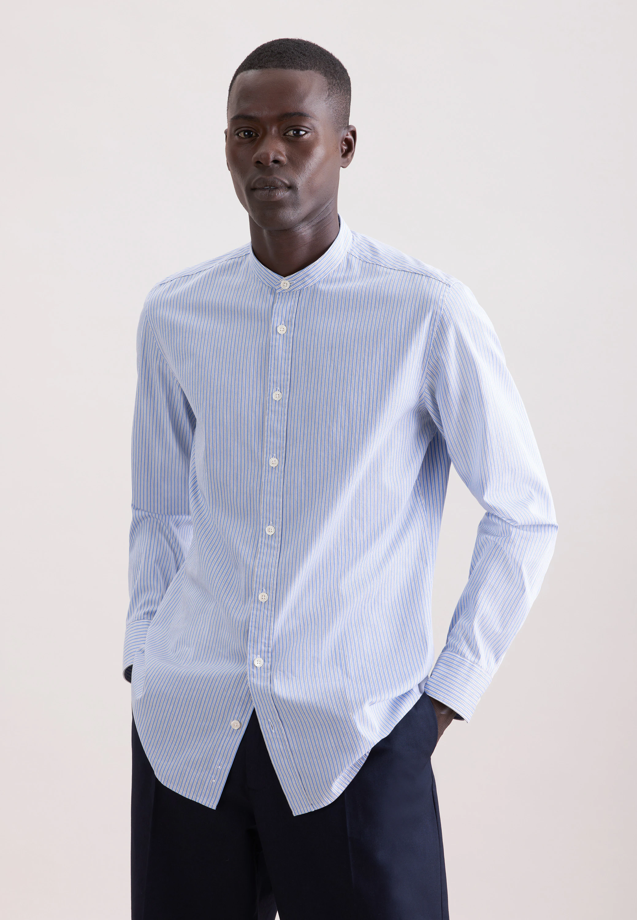Slim Casual Hemd Gestreift Blau 45