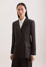 Satin double-breasted blazer with flap pockets in linen Mix in Braun |  Seidensticker Onlineshop