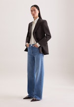 Satinierter zweireihiger Blazer mit Pattentaschen aus Leinen Mix in Marron |  Seidensticker Onlineshop