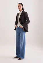 Satin double-breasted blazer with flap pockets in linen Mix in Braun |  Seidensticker Onlineshop