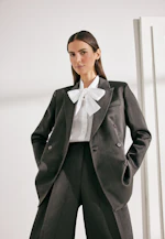Satin double-breasted blazer with flap pockets in linen Mix in Braun |  Seidensticker Onlineshop