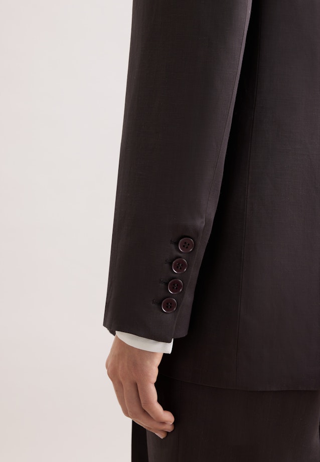 Satinierter zweireihiger Blazer mit Pattentaschen aus Leinen Mix in Marron |  Seidensticker Onlineshop