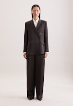 Satinierter zweireihiger Blazer mit Pattentaschen aus Leinen Mix in Marron |  Seidensticker Onlineshop