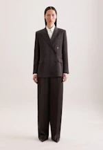 Satin double-breasted blazer with flap pockets in linen Mix in Braun |  Seidensticker Onlineshop