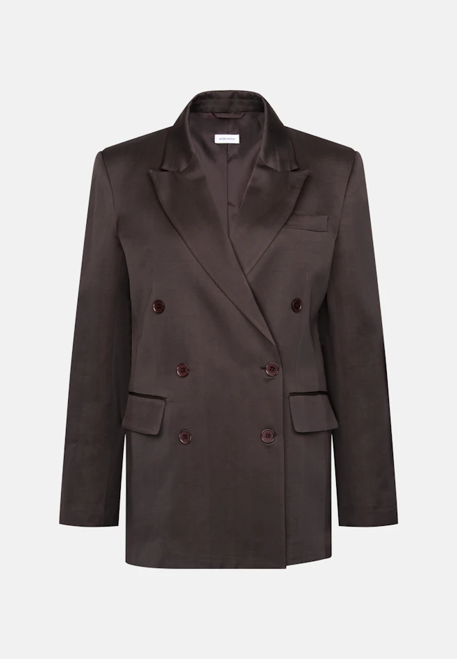 Satinierter zweireihiger Blazer mit Pattentaschen aus Leinen Mix in Braun | Seidensticker Onlineshop