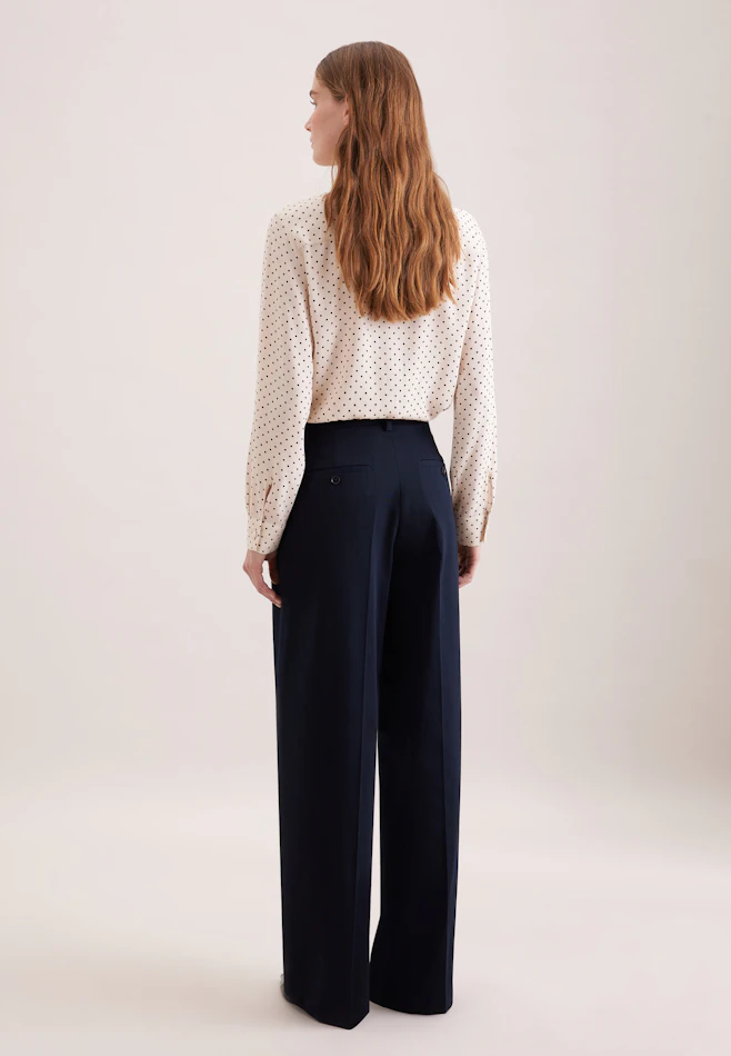 Pleated trousers in cotton twill in Dunkelblau | Seidensticker online shop