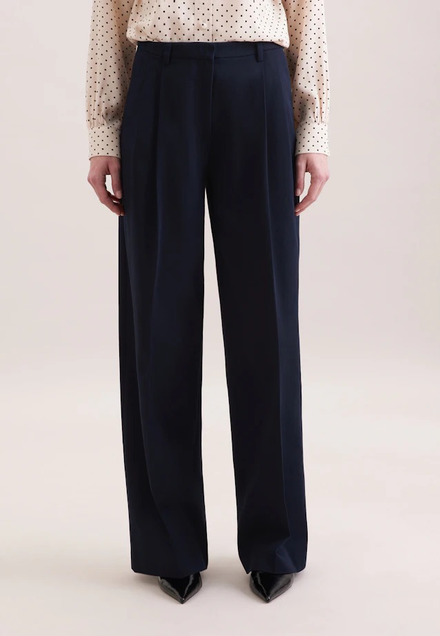 Pleated trousers in cotton twill in Dunkelblau |  Seidensticker Onlineshop