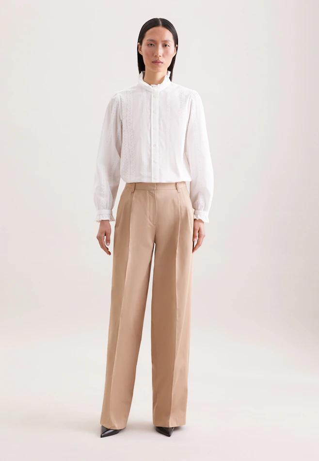 Pleated trousers in cotton twill in Beige | Seidensticker online shop