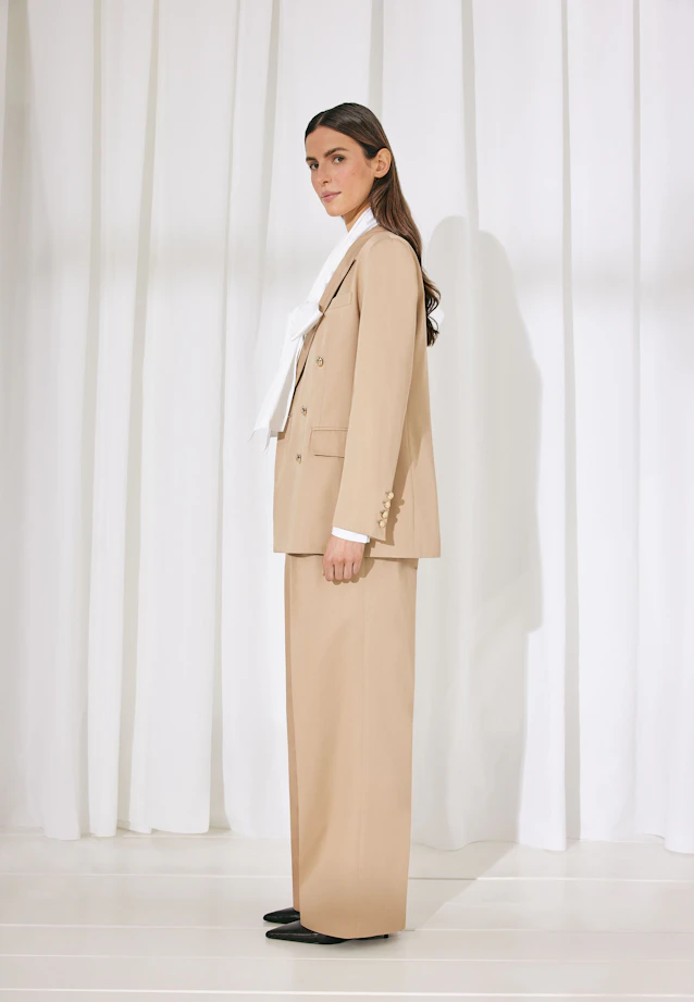 Pleated trousers in cotton twill in Beige |  Seidensticker Onlineshop