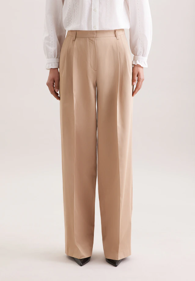 Pantalon plissé en sergé de coton in Beige |  Seidensticker Onlineshop