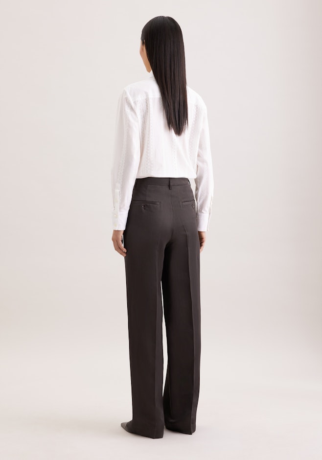 Satinierte Bundfaltenhose aus Leinen Mix in Braun | Seidensticker Onlineshop