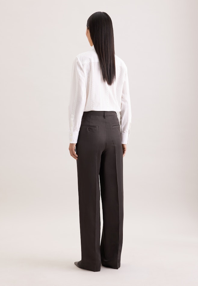 Satinierte Bundfaltenhose aus Leinen Mix dans Marron | Boutique en ligne Seidensticker