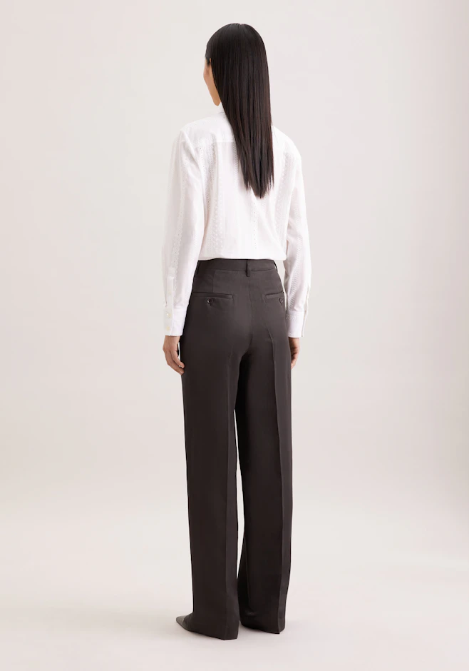 Satinierte Bundfaltenhose aus Leinen Mix in Braun | Seidensticker Onlineshop