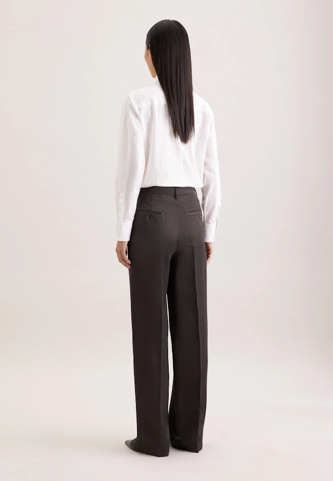 Satinierte Bundfaltenhose aus Leinen Mix in Braun | Seidensticker online shop