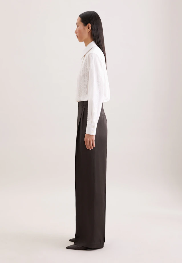 Satinierte Bundfaltenhose aus Leinen Mix in Braun |  Seidensticker Onlineshop