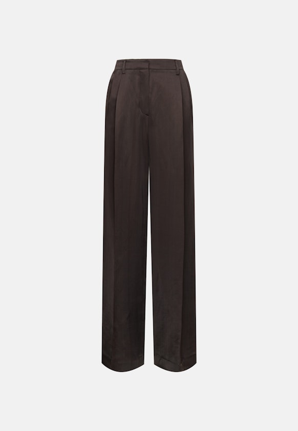 Satinierte Bundfaltenhose aus Leinen Mix in Marron |  Seidensticker Onlineshop