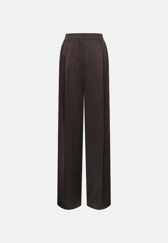 Satinierte Bundfaltenhose aus Leinen Mix in Braun |  Seidensticker Onlineshop