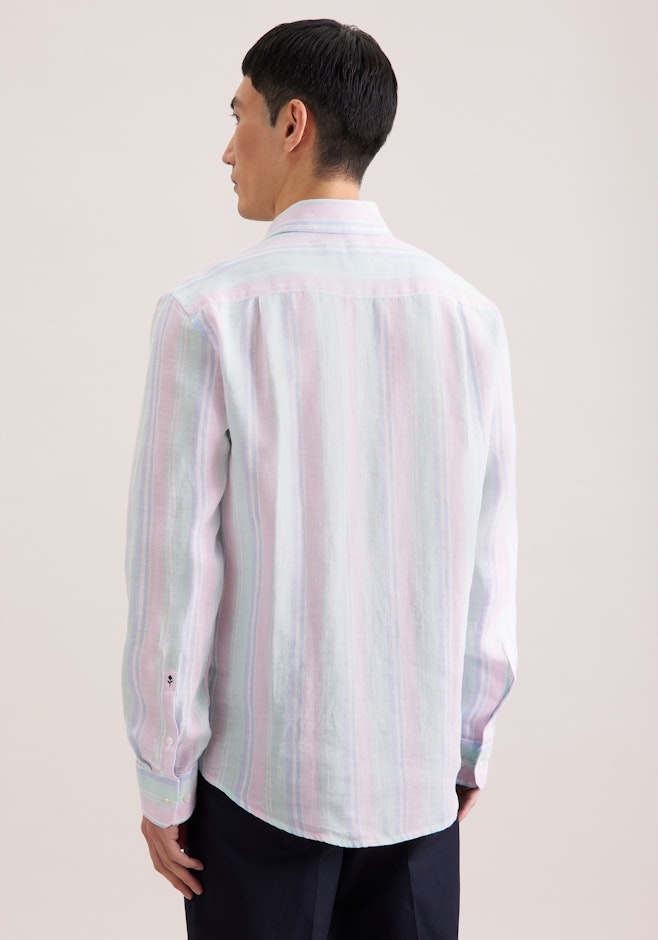 Regular Leinenhemd Gestreift in Grün | Seidensticker Onlineshop