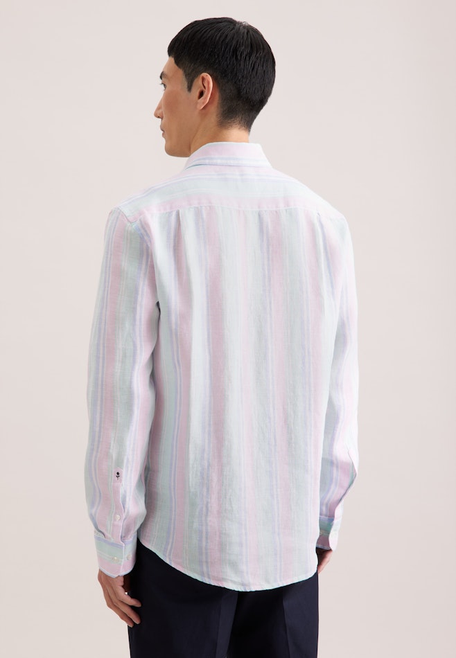 Regular Leinenhemd Gestreift in Grün | Seidensticker Onlineshop