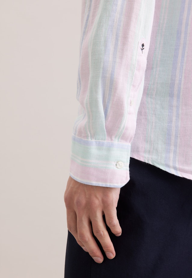 Regular Leinenhemd Gestreift in Grün |  Seidensticker Onlineshop