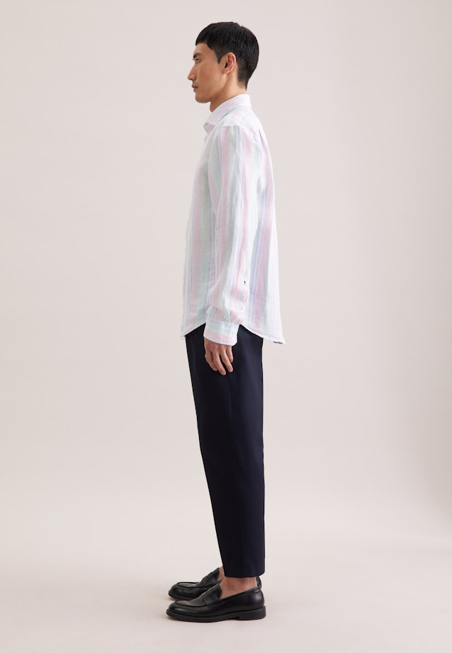 Regular Leinenhemd Gestreift in Grün |  Seidensticker Onlineshop