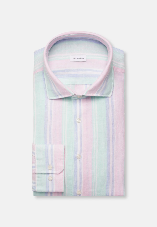 Regular Leinenhemd Gestreift in Grün | Seidensticker Onlineshop