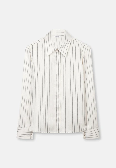 Satinierte Hemdbluse mit hohen Ärmelschlitzen in Blanc |  Seidensticker Onlineshop